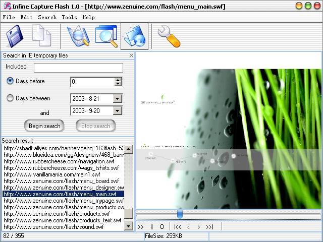 Infine Capture Flash Screenshot